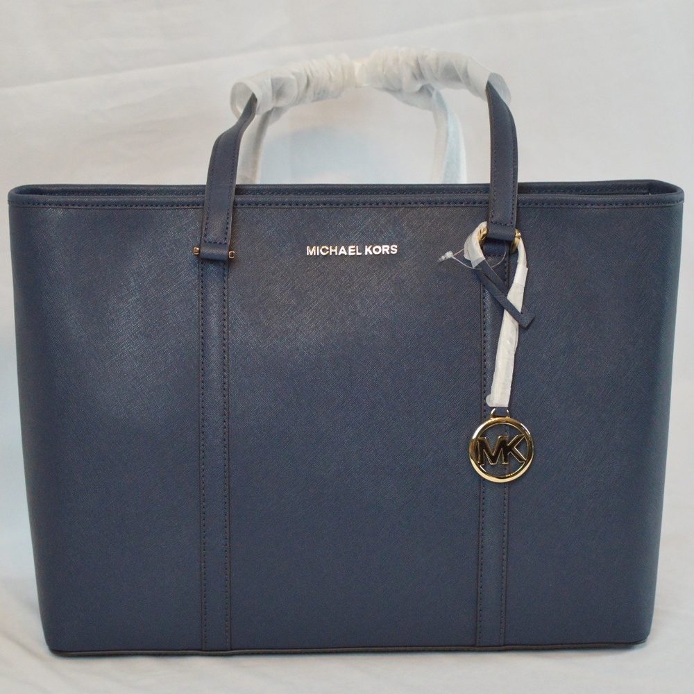 NWT Michael Kors Saffiano Leather Sady Navy Tote